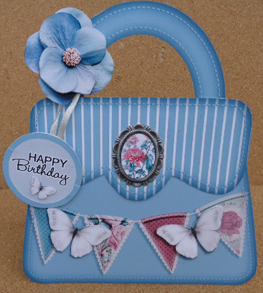 Blue Shaped Handbag Card by Linda Short