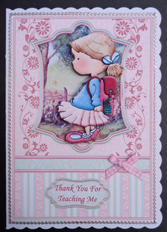 Little Schoolgirl Thank You Teacher Topper & Decoupage by Linda Short