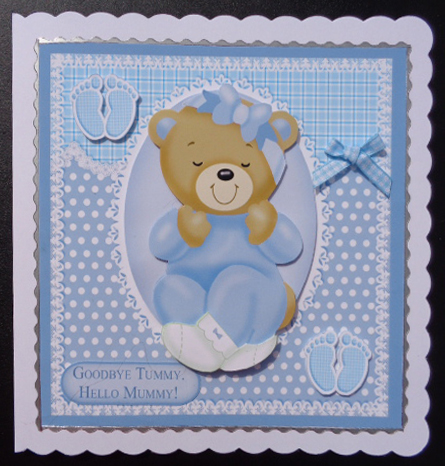 New Baby Boy Quick Card, with Teddy Bear by Linda Short
