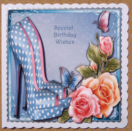 Beautiful Aqua Polka Dot Shoes with Glow Roses 8x8 Mini Kit by Linda Short