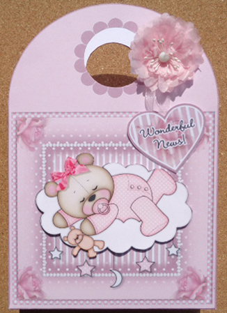 Baby Girl Sleeping Teddy Large Gift Bag by Linda Short