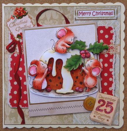 8x8 Holly Pudding Mice Shabby Chic Mini Kit by Linda Short