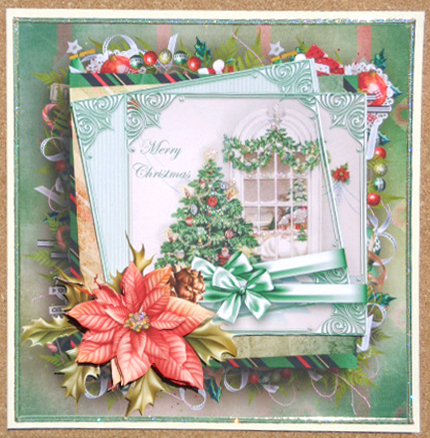 Vintage Christmas Tree and Poinsettia Card by Linda Short