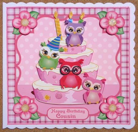Owl and Birthday Cake, Mini Card Kit by Linda Short