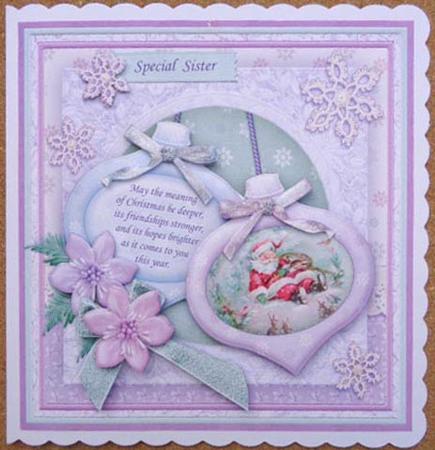 Christmas Baubles Santa's Nap 8x8 Mini Kit & Decoupage by Linda Short