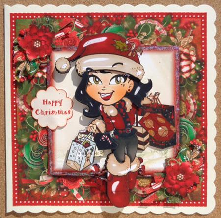 Christmas Shopping Dark Hair Card Front Kit by Linda Short
