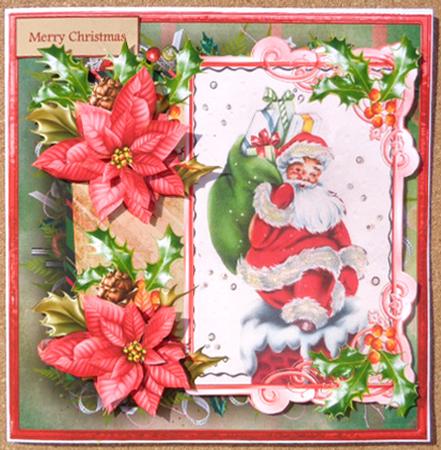 Santa Starts His Work 7x7 Card with Decoupage by Linda Short