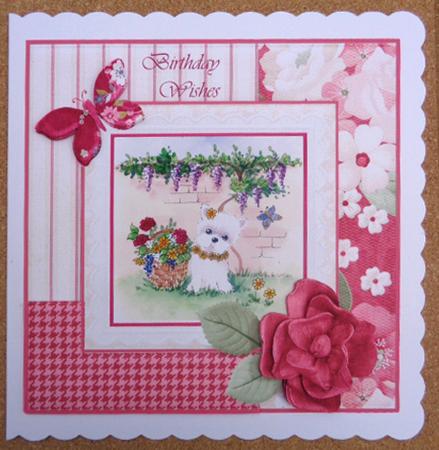 8x8 Westie in the Garden with Decoupage by Linda Short