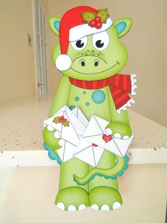 3D on the Shelf Card Kit - Christmas Denis Dinosaur by Linda Short