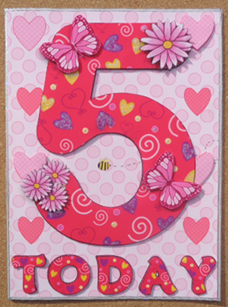 Five Today Girl Butterflies and Flowers A5 Decoupage by Linda Short