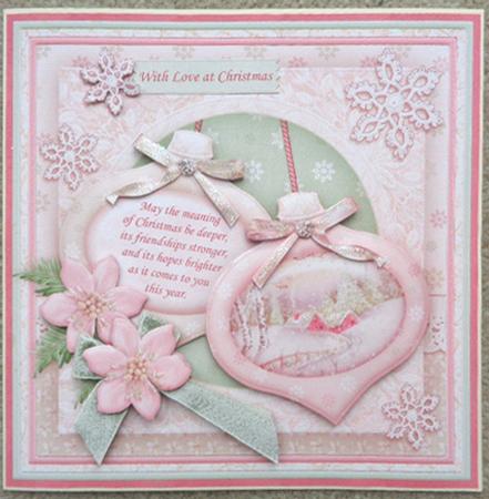 Christmas Baubles Pink Wonderland 8x8 Mini Kit & Decoupage by Linda Short