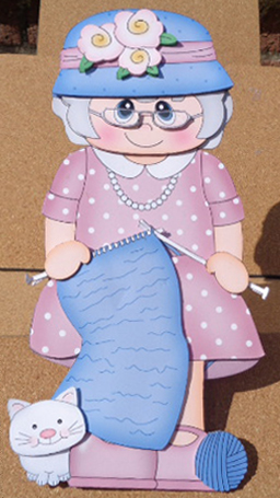 3D on the Shelf Card Kit - Gossip Galz - Knitting Nelly by Linda Short