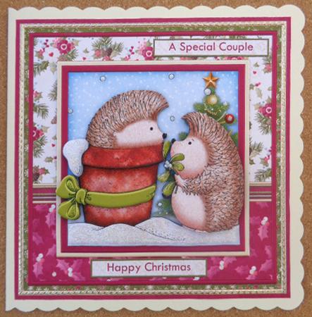 Mistletoe Hedgehogs 7.5 Christmas Decoupage Mini Kit by Linda Short