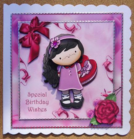 Girl with Chocolates Square Card Front by Linda Short