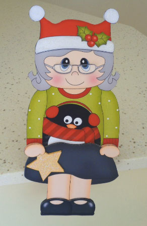 3D on the Shelf Card Kit - Christmas Jumper Old Lady by Linda Short