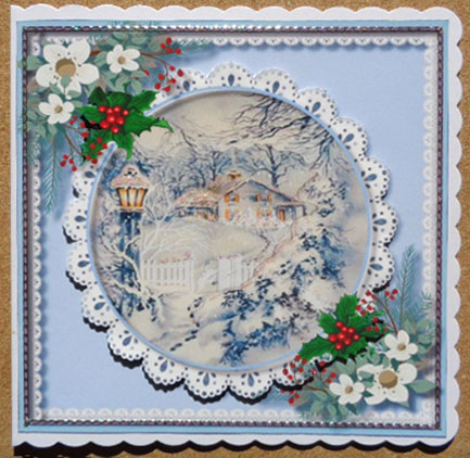 Beautiful Christmas Scene in Blue  by Linda Short