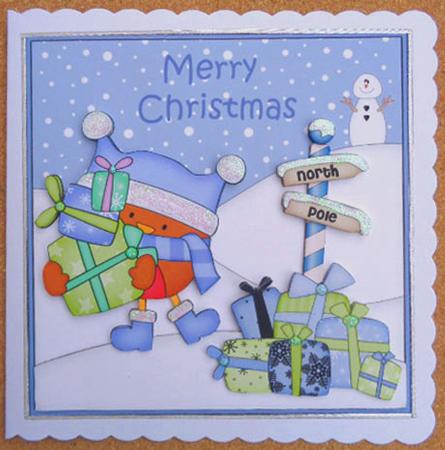 8 x 8 Christmas Bobbin Robin Scalloped Corner Topper by Linda Short