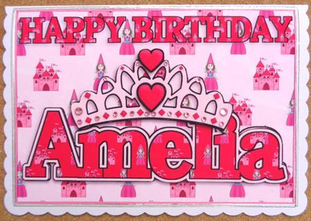 Birthday Princess A5 Name Card Amelia by Linda Short
