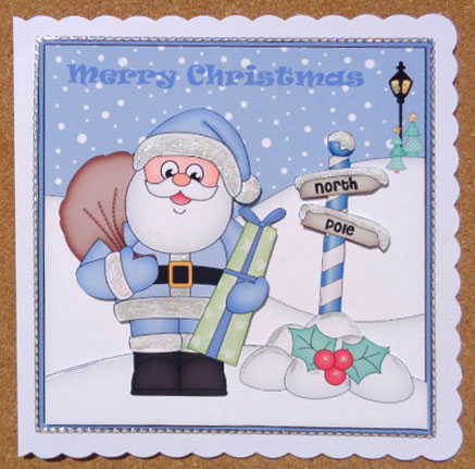 8 x 8 Christmas Santa Claus Scalloped Corner Topper by Linda Short