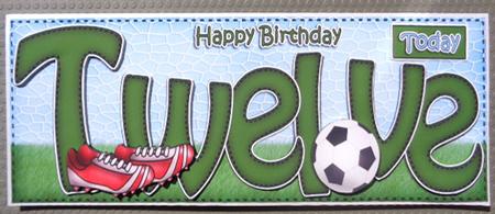 Large Dl 12th Birthday Football Card & 3D Decoupage by Linda Short