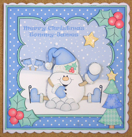 8x8 Christmas Skating Snowball Sam Mini Kit 3D Decoupage by Linda Short