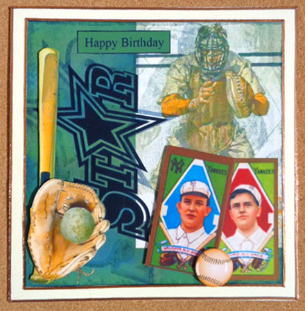 Vintage Baseball Stars Cards Topper with Decoupage by Linda Short