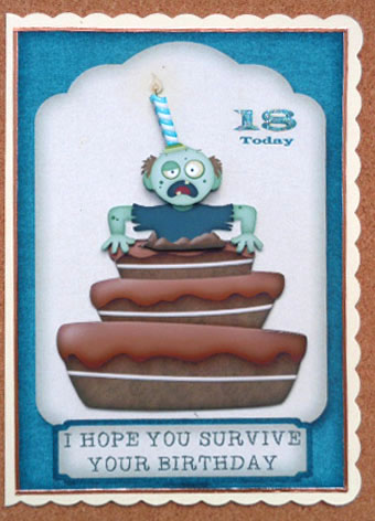 Zombie Cake Smash Humorous A5 Topper by Linda Short