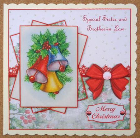 Cardtopper with Matching Envelope Christmas Bells 603 by Linda Short