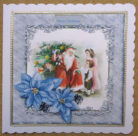 A Visit to Santa Clause 7x7 Card with Decoupage by Linda Short