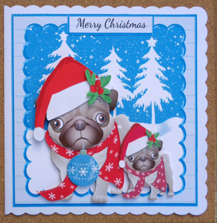 Puggy Christmas Mini Kit with Pug Dog and Puppy by Linda Short