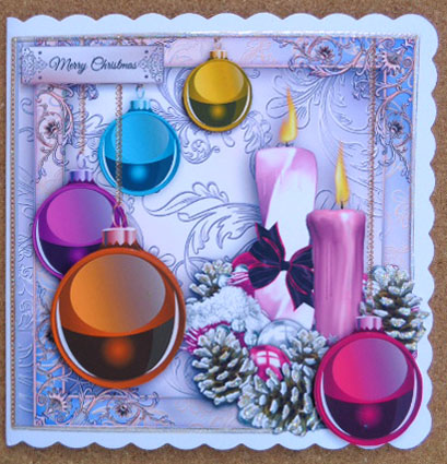 Baubles and Candles Card Front by Linda Short