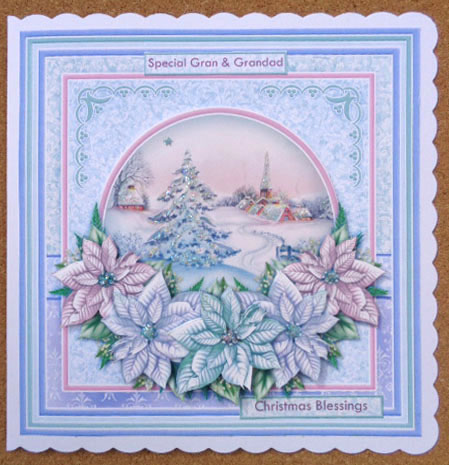 Vintage Christmas Hamlet & Poinsettia 8x Decoupage Mini Kit by Linda Short