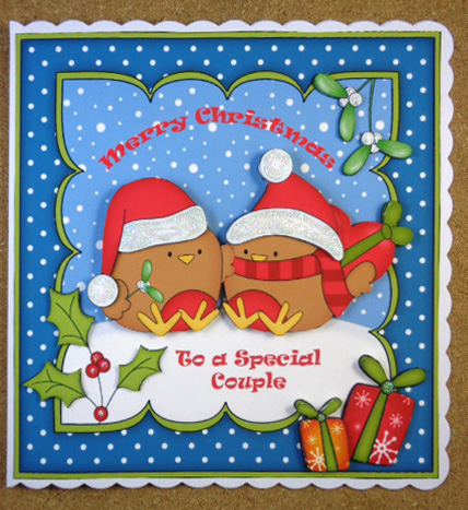 8x8 Xmas Bobbin Robin Love Mini Kit 3D Decoupage by Linda Short
