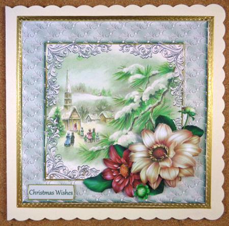 Vintage Christmas 7x7 Card with Decoupage by Linda Short