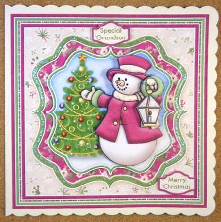 Christmas Snowman & Lantern 7.5 Decoupage Mini Kit by Linda Short