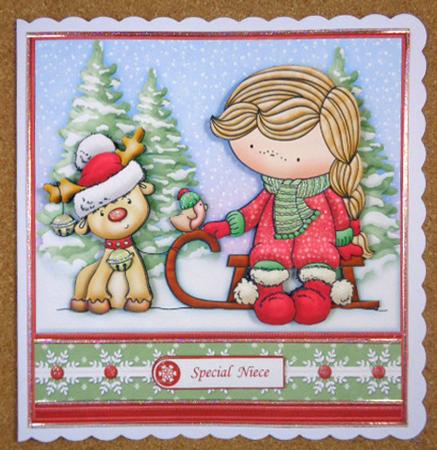 Izzy's Reindeer Sleigh Christmas 8x8 Decoupage Mini Kit by Linda Short