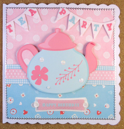 Tea Party 4 Square Card with Tags by Linda Short