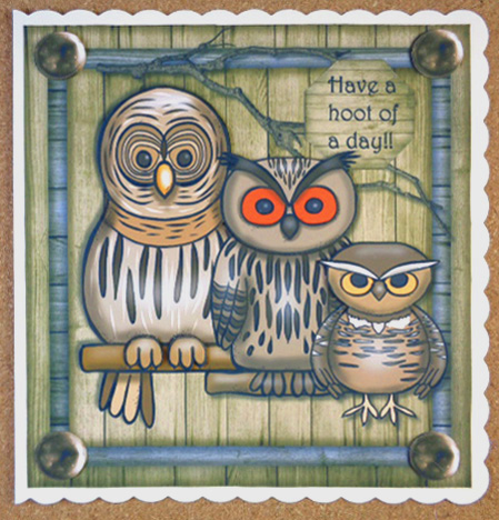 Male Card Topper Wise Owls by Linda Short