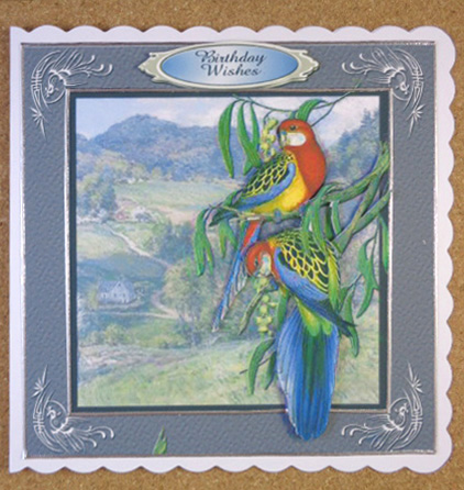 2 Australian Rosellas Card Front by Linda Short