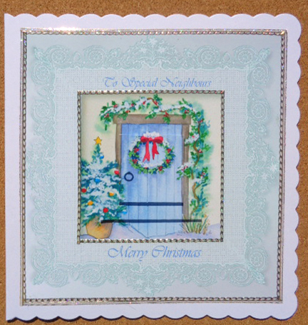 The Christmas Door with Lace Frame 7x7 by Linda Short