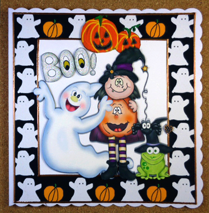 Best Friends! Ghost, Witch and Frog, in Ghost Frame 8x8 by Linda Short