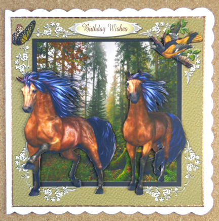 Horses and Birds 3 - Quick Card by Linda Short