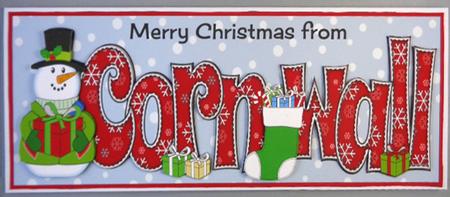 Merry Christmas from Cornwall Snowman Large Dl by Linda Short