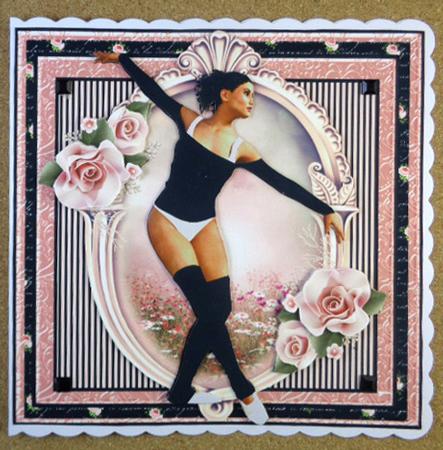 The Beautiful Pink Rose Ballet Card Front Kit by Linda Short