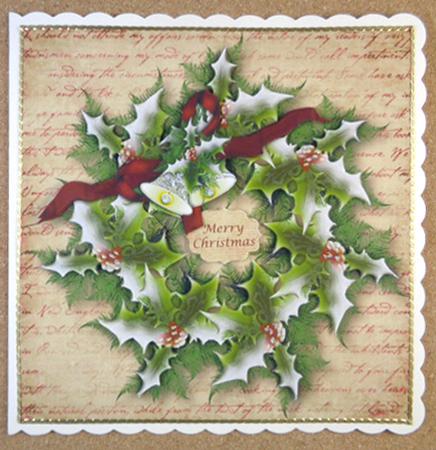 Holly Wreath on Christmas Script by Linda Short