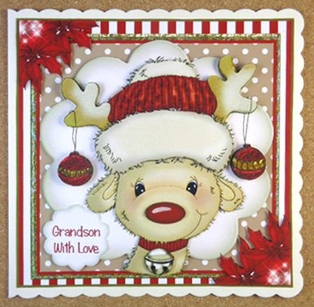 Jolly Reindeer Card Front Kit by Linda Short