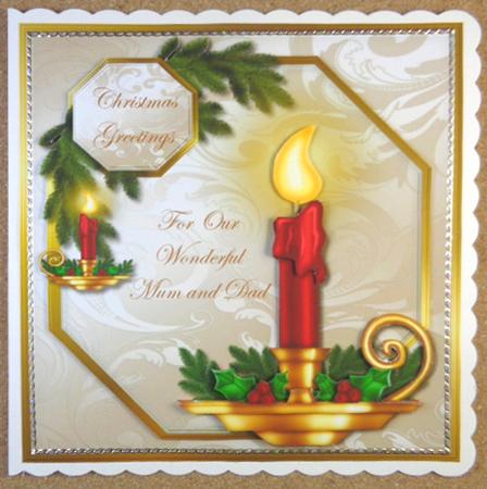 Christmas Candle & Holly by Linda Short