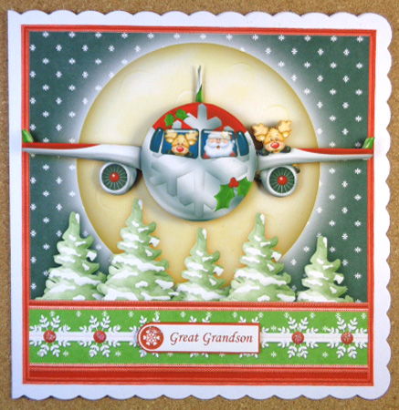 Santas Jet Plane 7.5 Christmas Decoupage Mini Kit by Linda Short