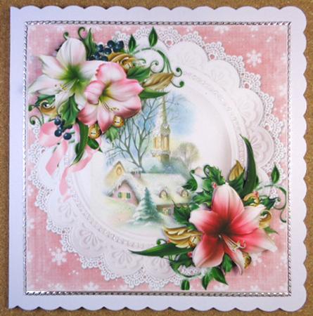 8x8 Christmas Amaryllis with Pink Church Mini Kit by Linda Short