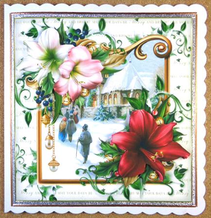 8x8 Christmas Amaryllis with Vintage Church Mini Kit by Linda Short